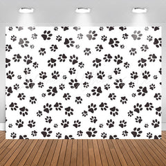 Lofaris Simple Black Dog Paws White Party Backdrop For Boys