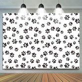 Lofaris Simple Black Dog Paws White Party Backdrop For Boys