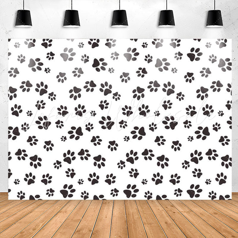 Lofaris Simple Black Dog Paws White Party Backdrop For Boys