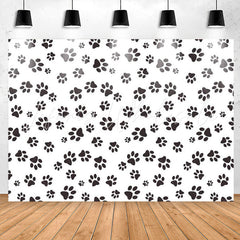 Lofaris Simple Black Dog Paws White Party Backdrop For Boys