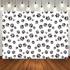 Lofaris Simple Black Dog Paws White Party Backdrop For Boys