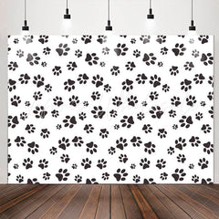 Lofaris Simple Black Dog Paws White Party Backdrop For Boys