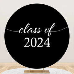 Lofaris Simple Black White Class Of 2024 Round Grad Backdrop
