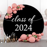 Lofaris Simple Black White Class Of 2024 Round Grad Backdrop