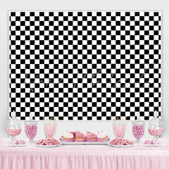 Lofaris Simple Black White Plaid Birthday Backdrop for Party