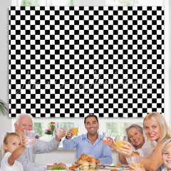 Lofaris Simple Black White Plaid Birthday Backdrop for Party
