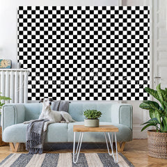 Lofaris Simple Black White Plaid Birthday Backdrop for Party