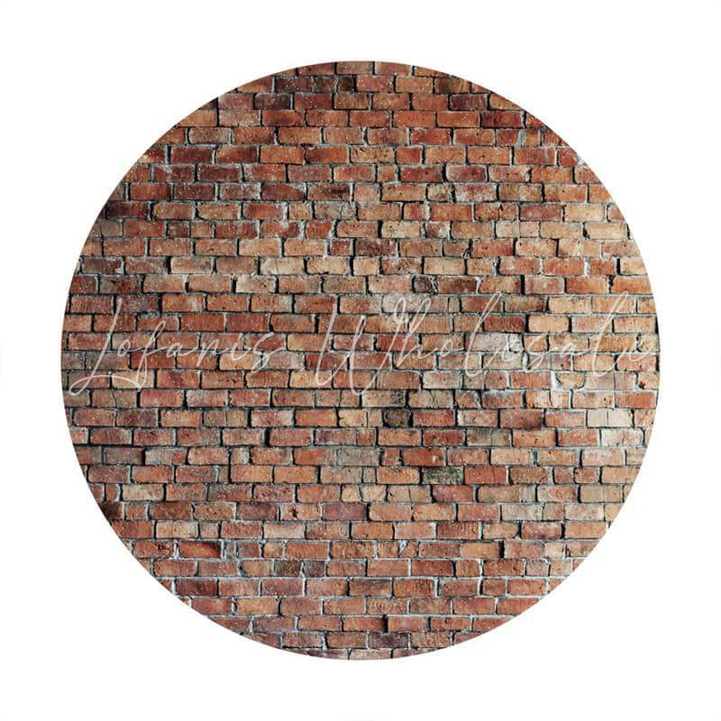Lofaris Simple Brick Wall Round Backdrop For Happy Birthday