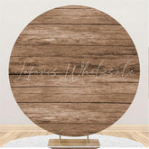 Lofaris Simple Brown Custom Circle Wood Baby Shower Backdrop