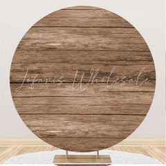 Lofaris Simple Brown Custom Circle Wood Baby Shower Backdrop
