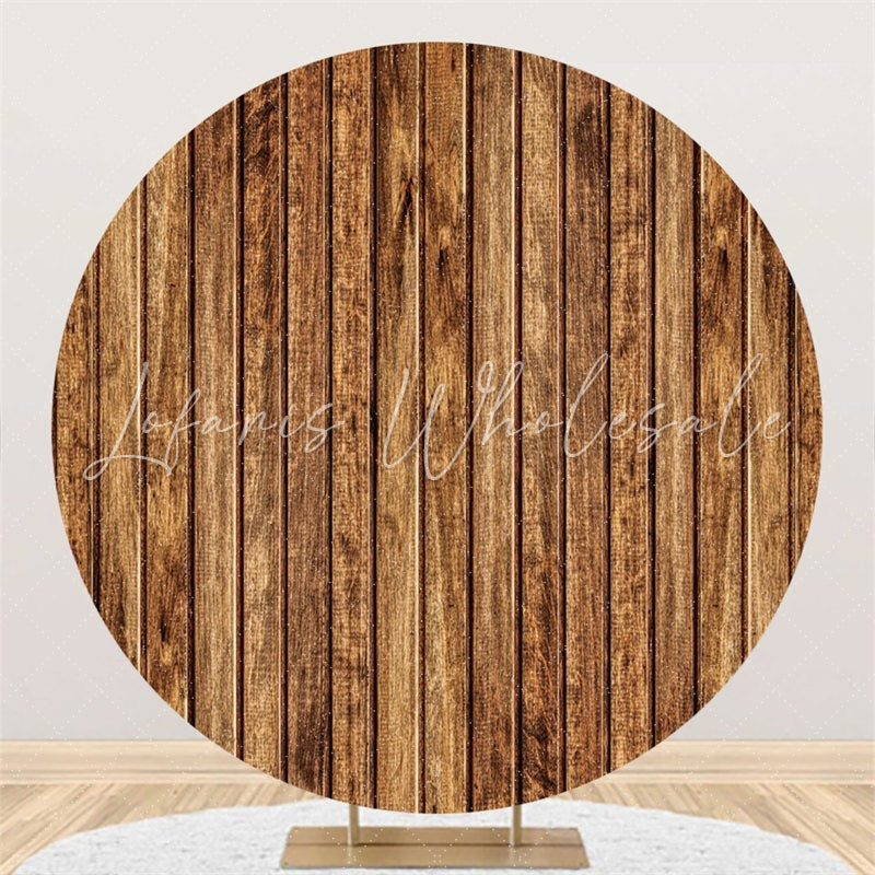 Lofaris Simple Brown Wooden Happy Birthday Circle Backdrop