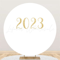 Lofaris Simple Circle Gold Glitter 2023 New Year Party Backdrop