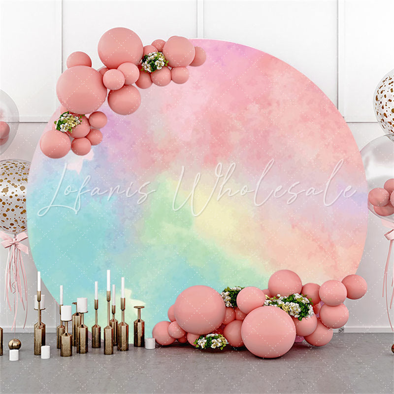 Lofaris Simple Circle Light Colorful Painting Birthday Backdrop