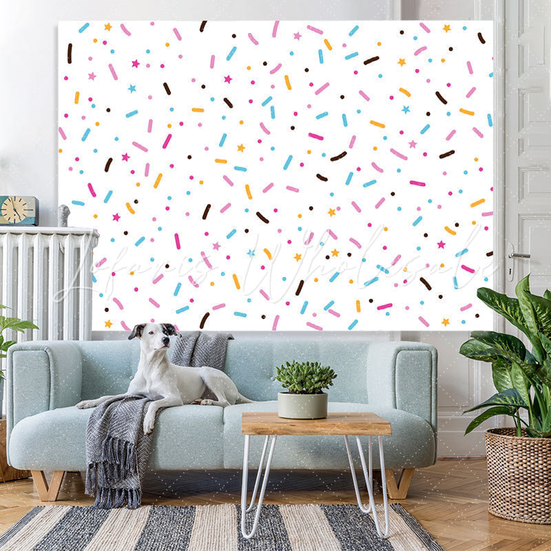 Lofaris Simple Colorful Dots Stars White Backdrop for Birthday