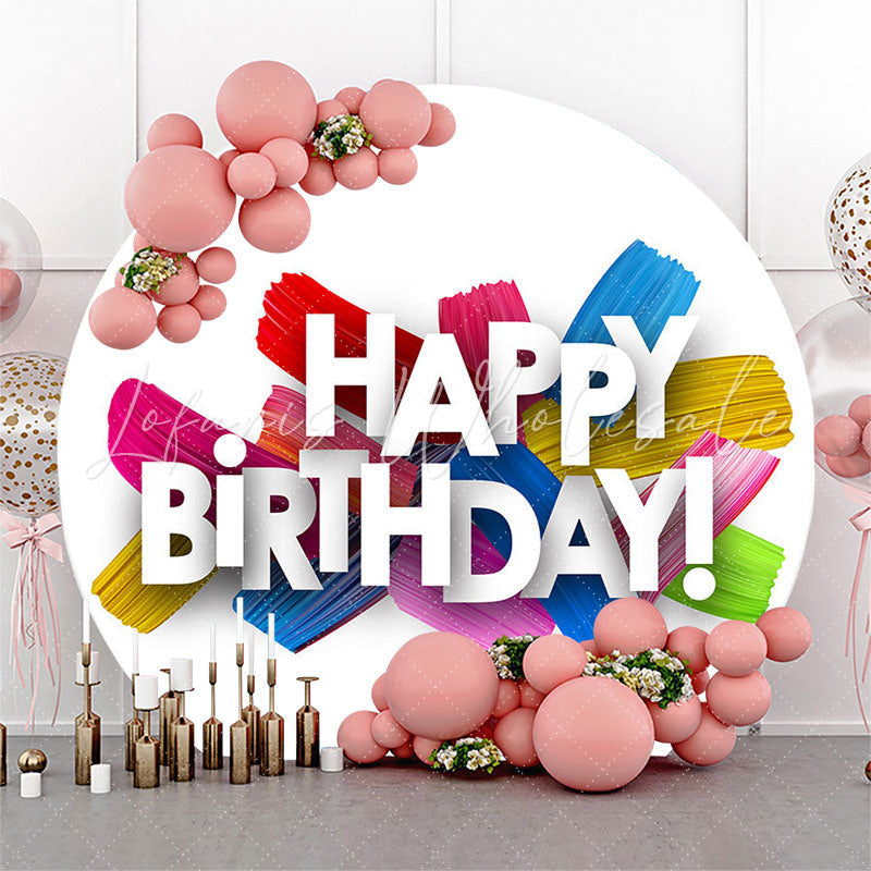 Lofaris Simple Colorful Happy Birthday Round Backdrop Cover