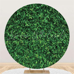 Lofaris Simple Custom Circle Green Leaves Wedding Backdrop