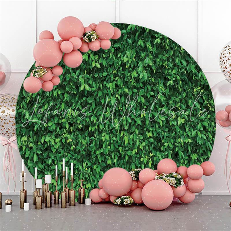 Lofaris Simple Custom Circle Green Leaves Wedding Backdrop