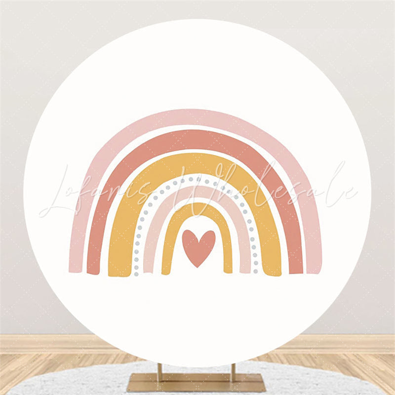 Lofaris Simple Cute Rainbow Happy Birthday Circle Backdrop