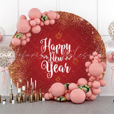 Lofaris Simple Dots Round Happy New Year Holiday Backdrop