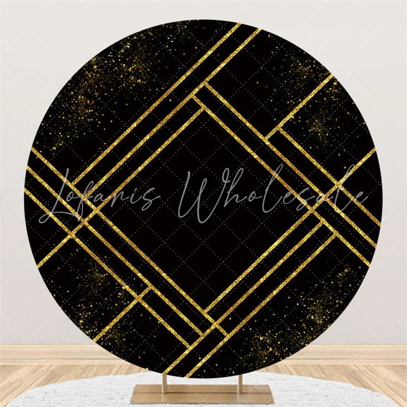 Lofaris Simple Glitter Gold And Black Lines Circle Backdrop