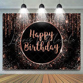 Lofaris Simple Glitter Pink And Black Happy Birthday Backdrop