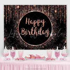 Lofaris Simple Glitter Pink And Black Happy Birthday Backdrop
