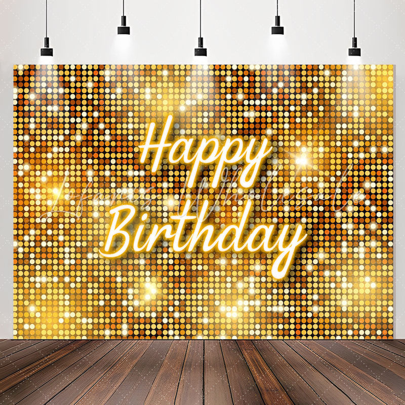 Lofaris Simple Gold Sparkling Sequin Happy Birthday Backdrop