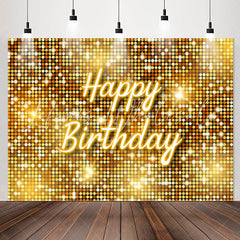 Lofaris Simple Gold Sparkling Sequin Happy Birthday Backdrop