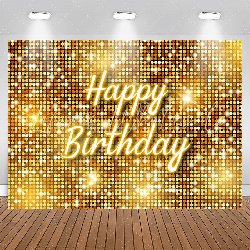 Lofaris Simple Gold Sparkling Sequin Happy Birthday Backdrop