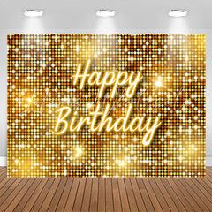 Lofaris Simple Gold Sparkling Sequin Happy Birthday Backdrop