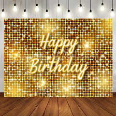 Lofaris Simple Gold Sparkling Sequin Happy Birthday Backdrop