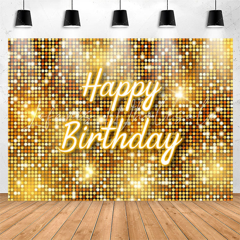 Lofaris Simple Gold Sparkling Sequin Happy Birthday Backdrop