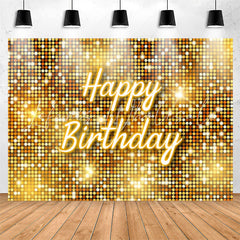 Lofaris Simple Gold Sparkling Sequin Happy Birthday Backdrop