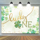 Lofaris Simple Green Clover Lucky One Birthday Backdrop