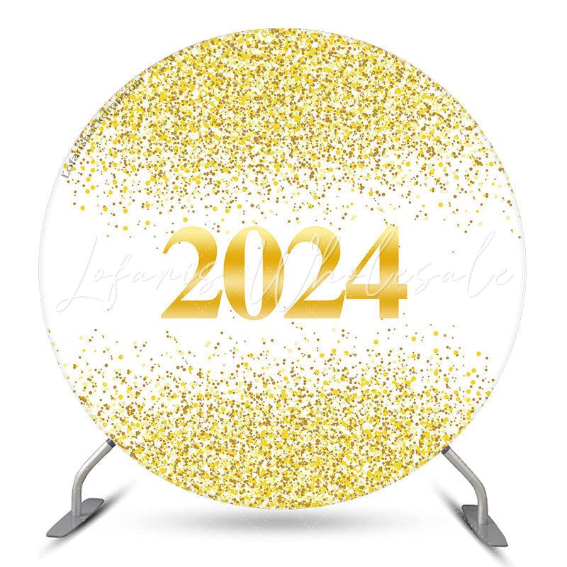 Lofaris Simple Happy 2024 New Year Round Holiday Backdrop