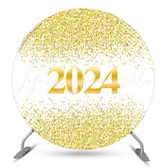 Lofaris Simple Happy 2024 New Year Round Holiday Backdrop