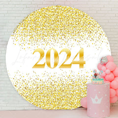 Lofaris Simple Happy 2024 New Year Round Holiday Backdrop