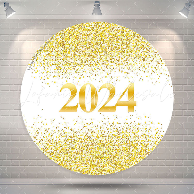 Lofaris Simple Happy 2024 New Year Round Holiday Backdrop