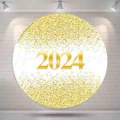 Lofaris Simple Happy 2024 New Year Round Holiday Backdrop