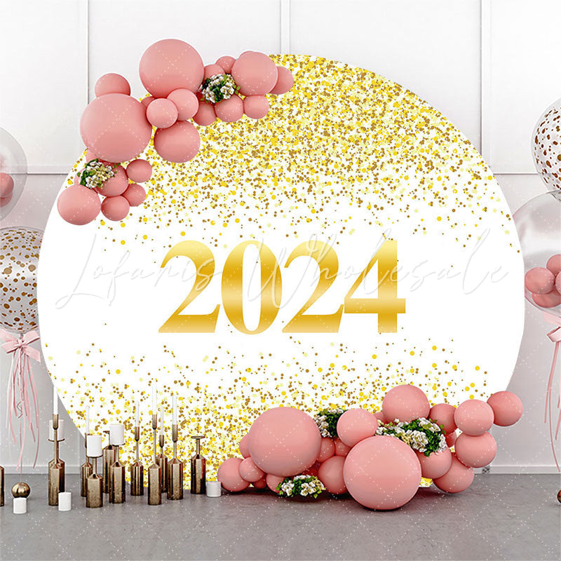 Lofaris Simple Happy 2024 New Year Round Holiday Backdrop
