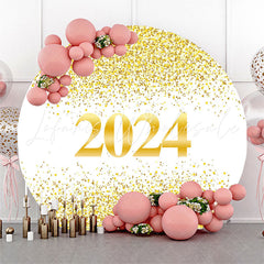 Lofaris Simple Happy 2024 New Year Round Holiday Backdrop