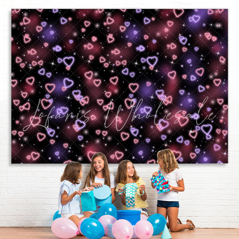 Lofaris Simple Heart Pink Black Light Spot Backdrop for Party