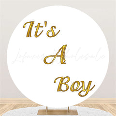 Lofaris Simple Its A Boy White Circle Baby Shower Backdrop