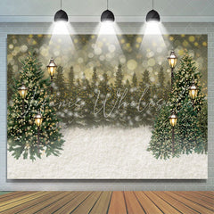 Lofaris Simple Lighting Bokeh Snowy Happy Holiday Backdrop