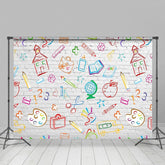 Lofaris Simple Lines White Brick Wall Back To School Backdrop