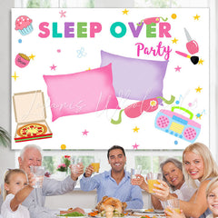 Lofaris Simple Lovely Sleep Over Party Themed Birthday Backdrop