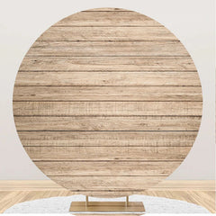 Lofaris Simple Nature Wood Wall Round Backdrop For Birthday
