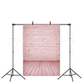 Lofaris Simple Pink Solid Birck Floor Birthday Party Backdrop