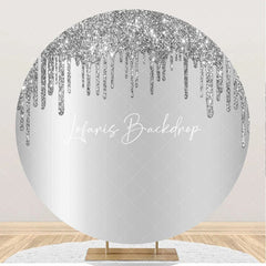 Lofaris Simple Silver Glitter Bokeh Round Birthday Backdrop