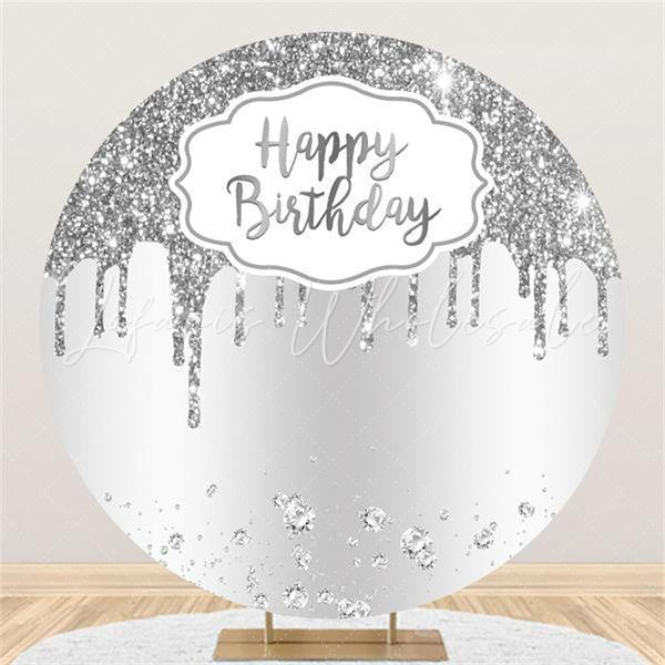Lofaris Simple Sliver Glitter Round Birthday Party Backdrop